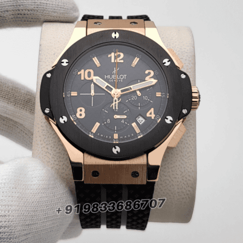 Hublot Big Bang Rose Gold Ceramic Bazel High Quality Chronograph Watch (2)