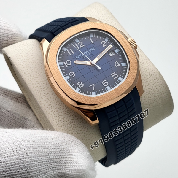 Patek-Philippe-Aquanaut-Rose-Gold-Blue-Dial-Super-High-Quality-Swiss-Automatic-Watch