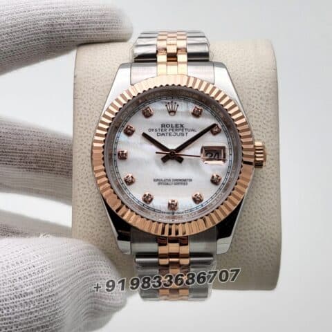 Rolex Date-Just Diamond Marker Dual Tone White Dial Super High Quality Swiss Automatic Watch (1)