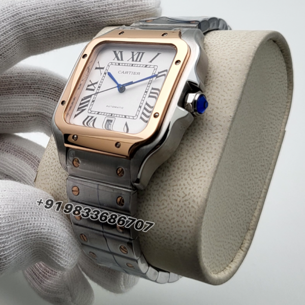 artier-Santos-Rose-Gold-White-Dial-Super-High-Quality-Swiss-Automatic-Watch