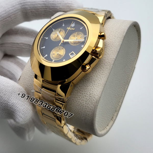 Rado Diastar Full Gold Black Dial Chronograph Movement High Quality Watch