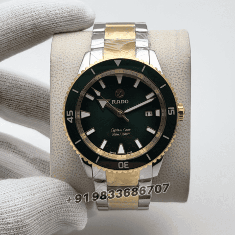 Rado Captain Cook Hrithik Roshan Special Edition Gold & Silver Green Dial Super High Quality Swiss Automatic Watch (1)