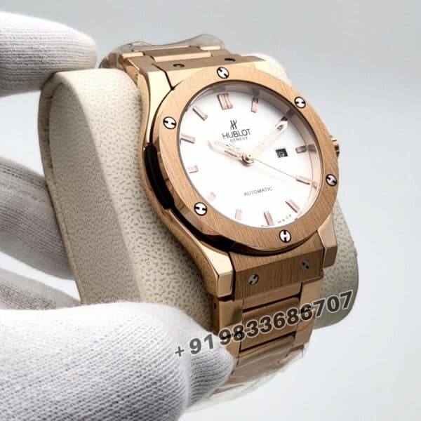 Hublot Classic Fusion Rose Gold White Dial Super High Quality Swiss Automatic Watch