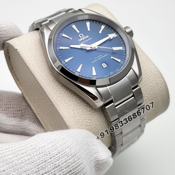 Omega Aqua Tera Co-Axial Master Chronometer Full Silver Blue Dial Super High Quality Swiss Automatic Watch