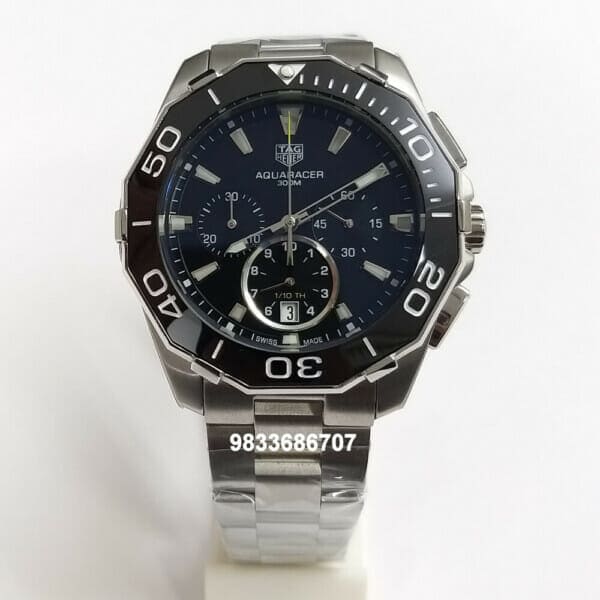 Tag Heuer Calibre Aquaracer Stainless Steel Black Dial Chronograph Super High Quality Watch (1)