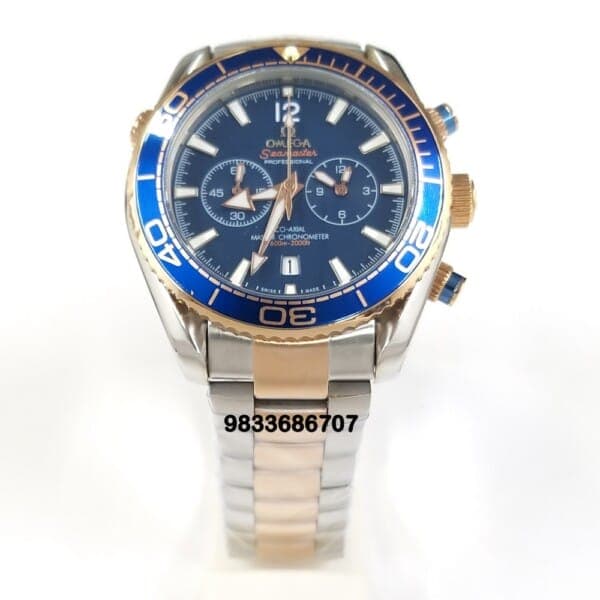 Omega Seamaster Planet Ocean Dual Tone Blue Dial Super High Quality Chronograph Watch