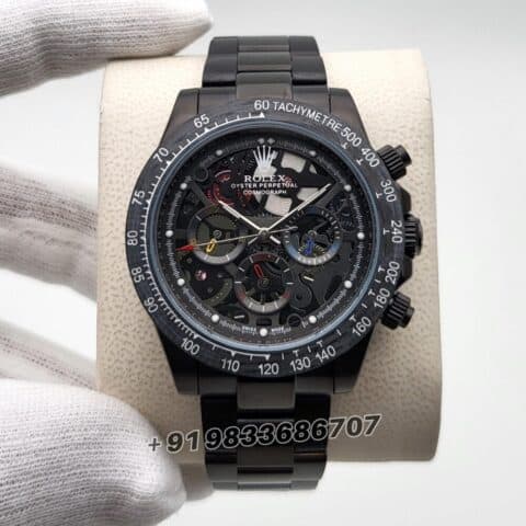 Rolex Oyster Perpetual Cosmograph Daytona Skeleton Black Strap Super High Quality Swiss Automatic Watch (1)