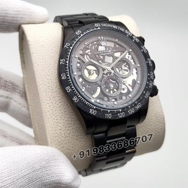 Rolex Oyster Perpetual Cosmograph Daytona Skeleton Black Strap Super High Quality Swiss Automatic Watch (1)