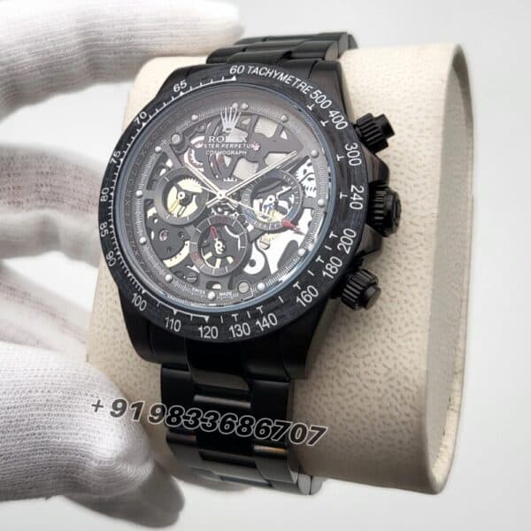 Rolex Oyster Perpetual Cosmograph Daytona Skeleton Black Strap Super High Quality Swiss Automatic Watch (1)