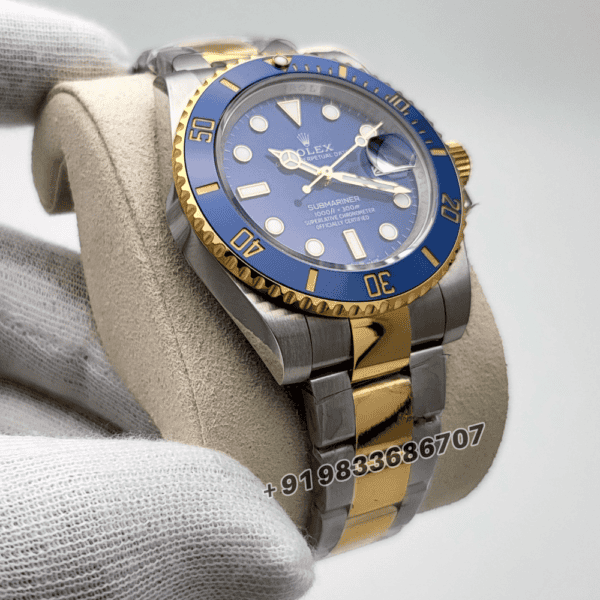 Rolex Submariner Date 2-Tone Royal Blue Dial 40mm Exact 1:1 Top Quality Super Clone Replica Swiss ETA 3135 Automatic Movement Watch