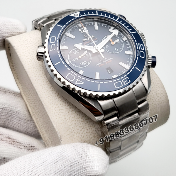 Omega Seamaster Planet Ocean 600M Chronograph Steel On Steel Blue Dial 45.5mm Exact 1:1 Top Quality Super Clone Replica Swiss ETA 9900 Automatic Movement Watch