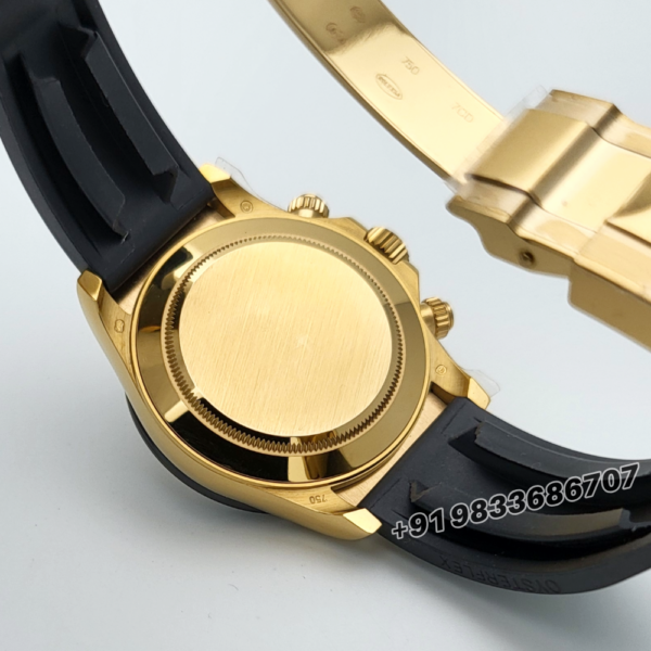 Rolex Cosmograph Daytona 18kt Yellow Gold Oysterflex Golden Dial 40mm Exact 11 Top Quality Super Clone Replica Swiss ETA 4131 Automatic Movement Watch