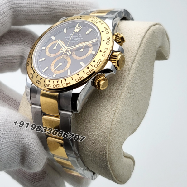 Rolex Cosmograph Daytona Yellow Rolesor Black Dial 40mm Exact 11 Top Quality Replica Super Clone Swiss ETA 4131 Automatic Movement Watch