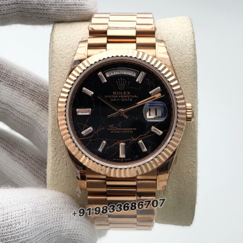 Rolex Day-Date Everose Gold Eisenkiesel with Diamonds Set Dial 40mm Exact 11 Top Quality Replica Super Clone Swiss ETA 3255 Automatic Movement Watch