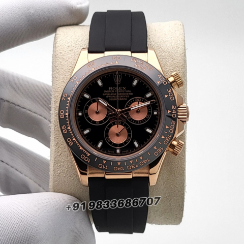 Rolex Cosmograph Daytona 18kt Everose Gold Oysterflex Bright Black and Sund (5)