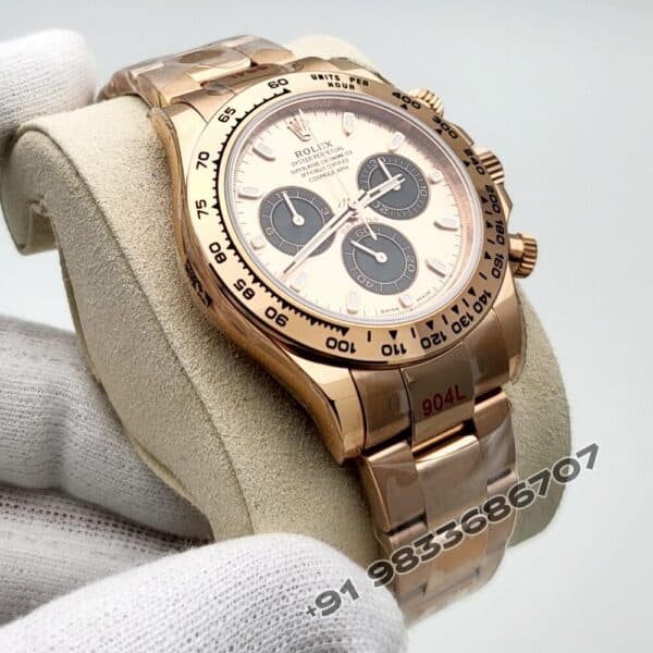 Rolex Cosmograph Daytona Everose Gold Sundust Dial 40mm Exact 1:1 Top Quality Super Clone Replica Swiss ETA 4131 Automatic Movement Watch