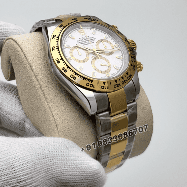 Rolex Cosmograph Daytona Yellow Rolesor White Dial 40mm Exact 1:1 Top Quality Super Clone Replica Swiss ETA 4130 Automatic Movement Watch