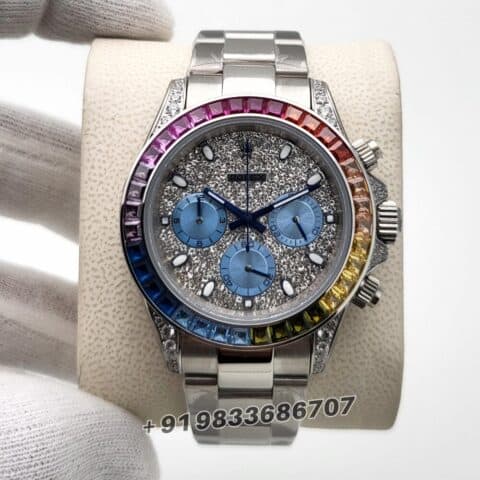 Rolex Daytona Rainbow Pave Diamonds Bezel 40mm Super High Quality Swiss Automatic First Copy Watch