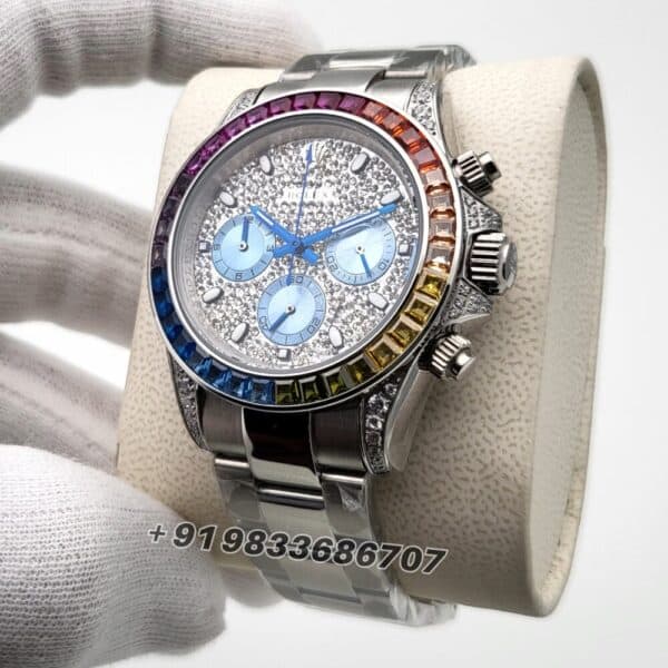 Rolex Daytona Rainbow Pave Diamonds Bezel 40mm Super High Quality Swiss Automatic First Copy Watch