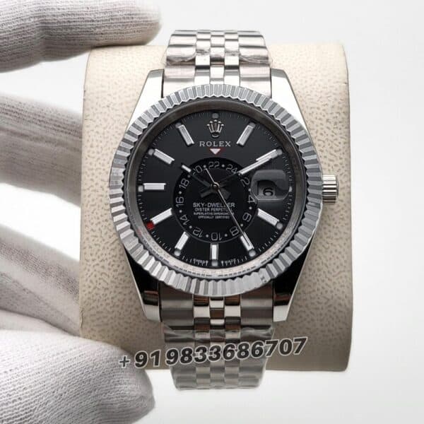 Rolex Sky-Dweller Stainless Steel & White Gold Black Dial 42mm Super High Quality Swiss Automatic First Copy Watch