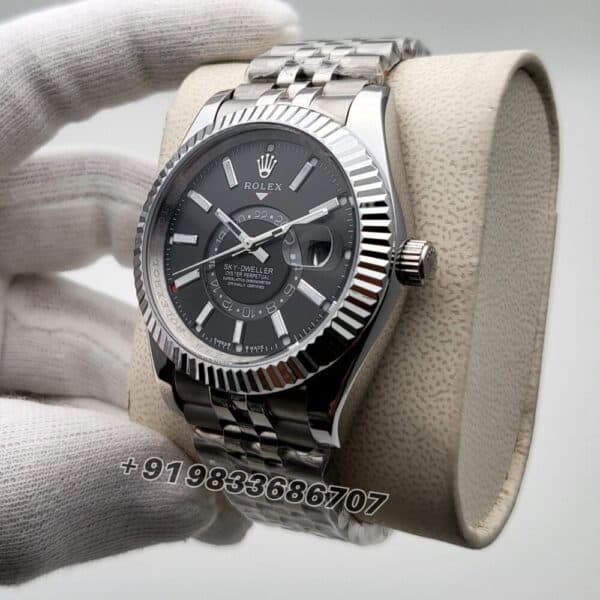 Rolex Sky-Dweller Stainless Steel & White Gold Black Dial 42mm Super High Quality Swiss Automatic First Copy Watch