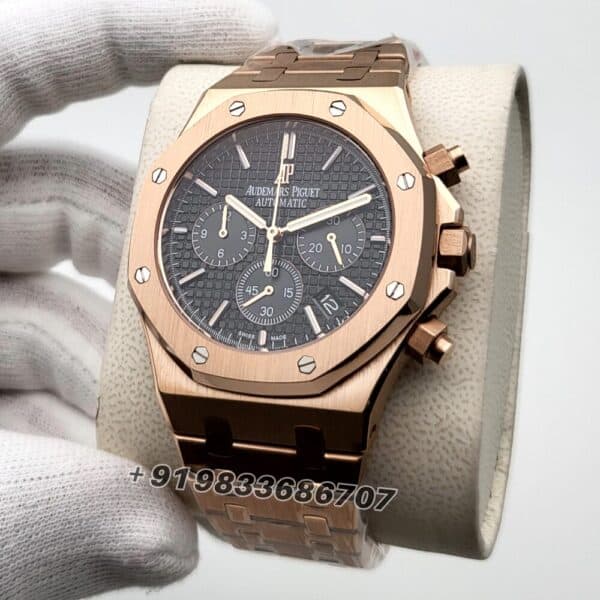 Audemars Piguet Royal Oak Chronograph Rose Gold Black Dial 41mm Super High Quality Replica Watch (5)