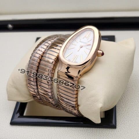 Bulgari Serpenti Rose Gold Double Spiral White Dial Super High Quality Watch