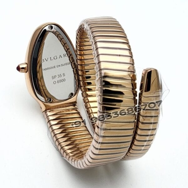 Bulgari Serpenti Rose Gold Single Spiral Black Dial Brilliant Cut Diamond Set Bezel Super High Quality Watch