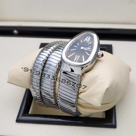 Bulgari Serpenti Stainless Steel Double Spiral Black Dial Super High Quality Watch