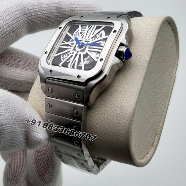 Cartier Santos Skeleton Stainless Steel Super High Quality Swiss Automatic Watch