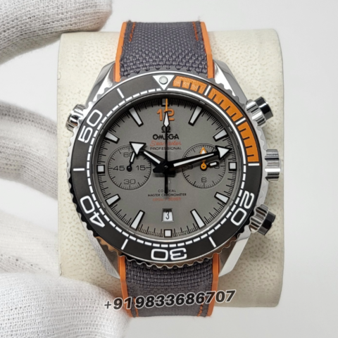 Omega Seamaster Planet Ocean 600M Chronograph Titanium On Rubber Strap Grey Dial 45.5mm Exact 1:1 Replica Top Quality Super Clone Swiss ETA 9900 Automatic Movement Watch