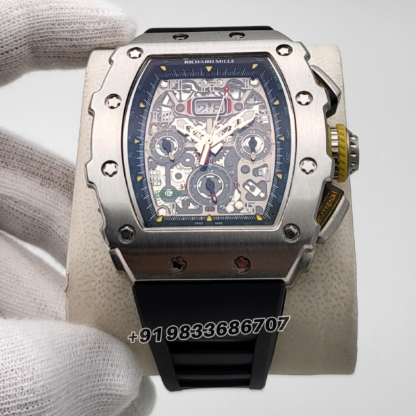 Richard Mille RM 011-03 Flyback Chronograph Titanium Black Rubber Strap Super High Quality Swiss Automatic Watch