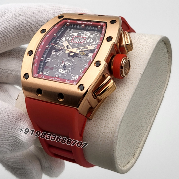 Richard Mille RM 011-FM Flyback Chronograph Orange Rubber Strap Super High Quality Swiss Automatic Watch