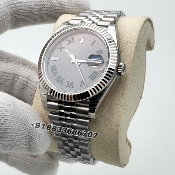 Rolex Datejust Oystersteel and White Gold Slate Dial 41mm Exact 11 Top Quality Super Clone Replica Swiss ETA 3235 Automatic Movement Watch