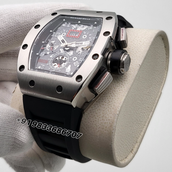 Richard Mille RM 011-FM Flyback Chronograph Titanium Black Rubber Strap Super High Quality Swiss Automatic Watch