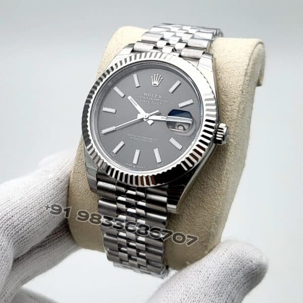 Rolex Datejust Oystersteel and White Gold Bright Black Dial 41mm Exact 1:1 Top Quality Super Clone Replica Swiss ETA 3235 Automatic Movement Watch