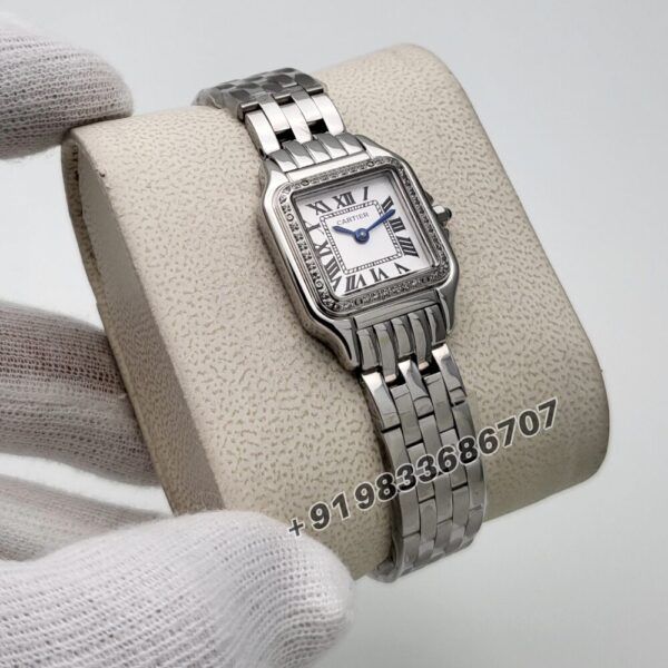 Cartier Panthere De White Dial with Brilliant Cut Diamonds Set Bezel Super High Quality Women’s Watch