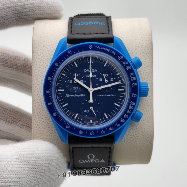 Omega Speedmaster Swatch Moonswatch Mission to Neptune Chronograph Blue Dial Super High Quality Watch (1)