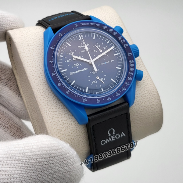 Omega Speedmaster Swatch Moonswatch Mission to Neptune Chronograph Blue Dial Super High Quality Watch (1)