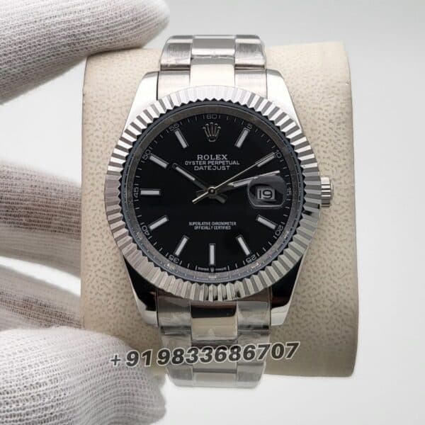 Rolex Datejust Bright Black Dial 41mm Super High Quality Swiss Automatic First Copy Watch