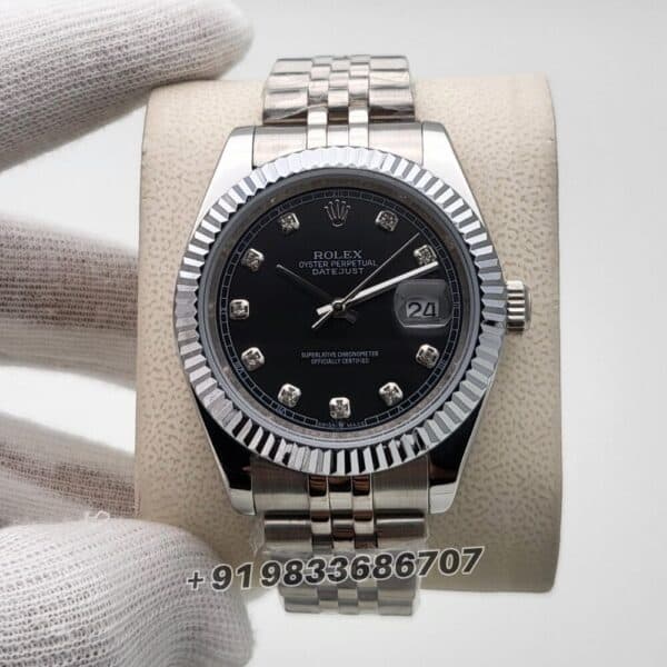 Rolex Datejust Diamond Set Bright Black Dial 41mm Jubilee Bracelet Super High Quality Swiss Automatic First Copy Watch