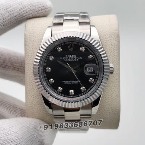 Rolex Datejust Diamonds Set Black Dial 41mm Super High Quality Swiss Automatic First Copy Watch