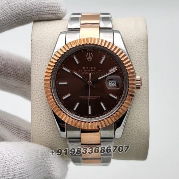 Rolex Datejust Dual Tone Chocolate Dial 41mm Super High Quality Swiss Automatic First Copy Watch