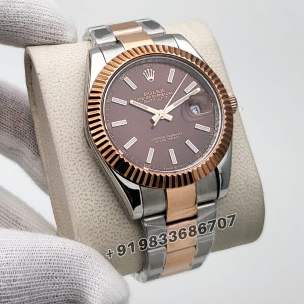 Rolex Datejust Dual Tone Chocolate Dial 41mm Super High Quality Swiss Automatic First Copy Watch
