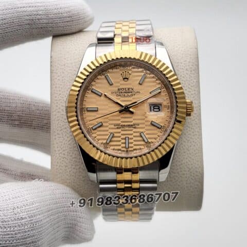 Rolex Datejust Dual Tone Golden Motif Dial 41mm Super High Quality Swiss Automatic First Copy Watch