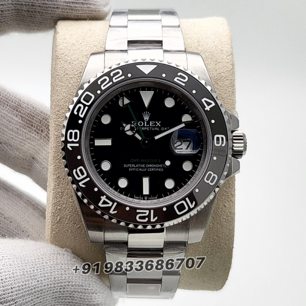 Rolex GMT Master II Black Dial 40mm Exact 1:1 Top Quality Replica Super Clone Swiss ETA 3285 Automatic Movement Watch