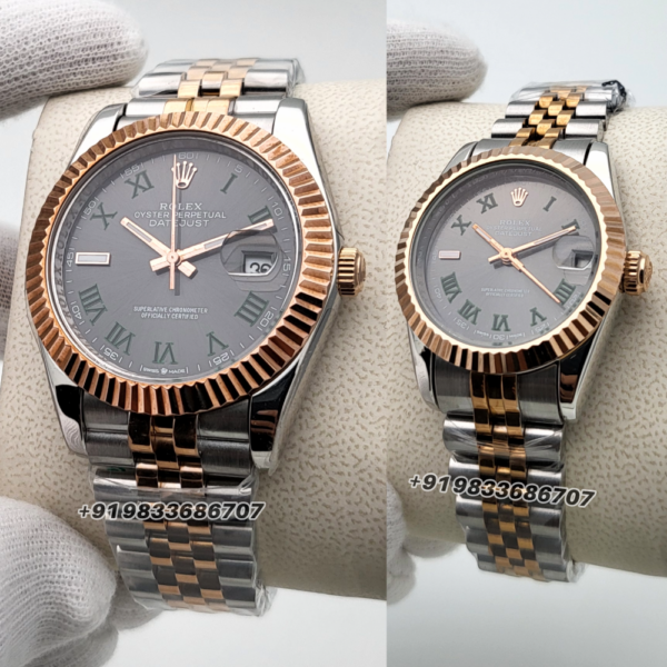 Rolex Datejust Dual Tone Slate Dial High Quality Swiss Automatic Couple’s Watch (4)