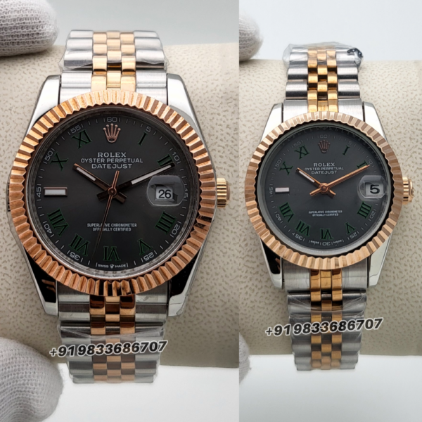 Rolex Datejust Dual Tone Slate Dial High Quality Swiss Automatic Couple’s Watch (4)