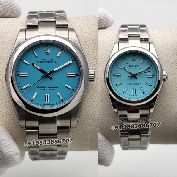 Rolex Oyster Perpetual Stainless Steel Blue Dial High Quality Swiss Automatic Couple’s Watch