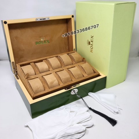 Rolex Watch Box Case Storage Multi 10 Watch Green Display (2)